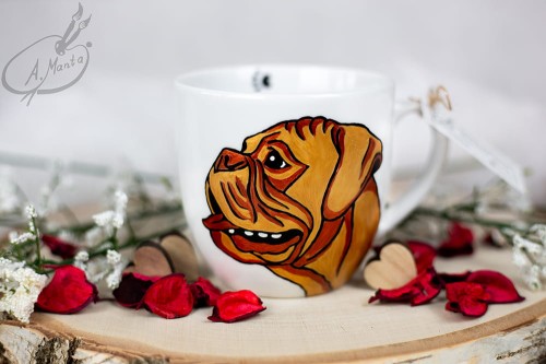 Wyjątkowy, ręcznie malowany kubek Złoty Bokser.