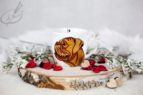 Wyjątkowy, ręcznie malowany kubek Złoty Bokser.