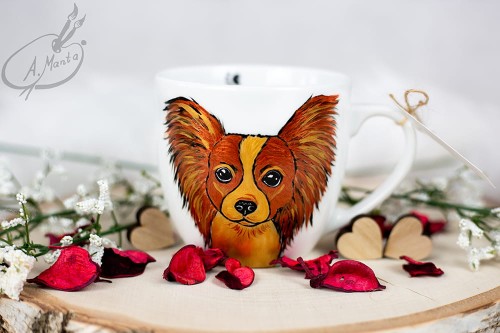 Wyjątkowy, ręcznie malowany kubek Złoty Papillon.