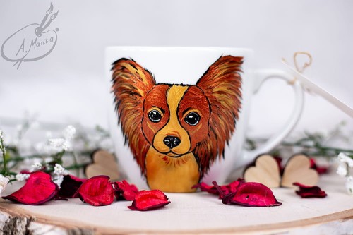 Wyjątkowy, ręcznie malowany kubek Złoty Papillon.