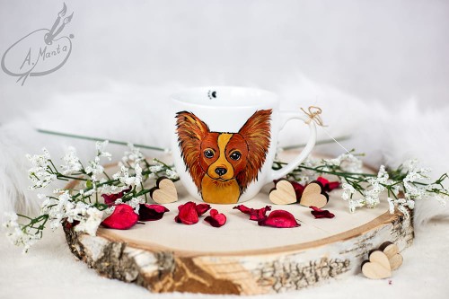 Wyjątkowy, ręcznie malowany kubek Złoty Papillon.