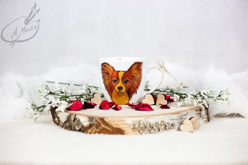 Wyjątkowy, ręcznie malowany kubek Złoty Papillon.