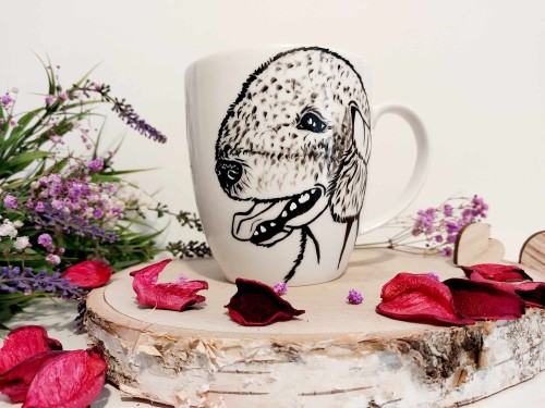 Kubek ręcznie malowany Bedlington terier