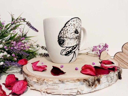 Wyjątkowy, ręcznie malowany kubek Bedlington terier