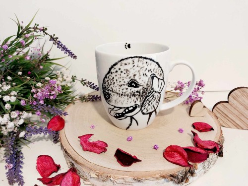 Wyjątkowy, ręcznie malowany kubek Bedlington terier