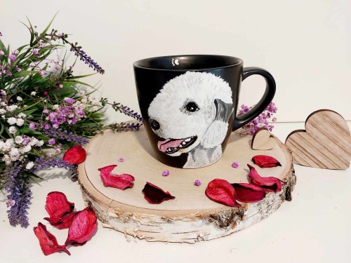 Wyjątkowy, ręcznie malowany kubek Bedlington Terrier.
