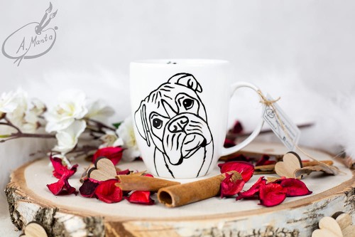 Wyjątkowy, ręcznie malowany kubek pies Bokser.