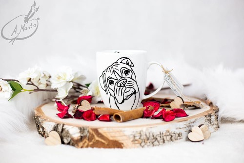 Wyjątkowy, ręcznie malowany kubek pies Bokser.