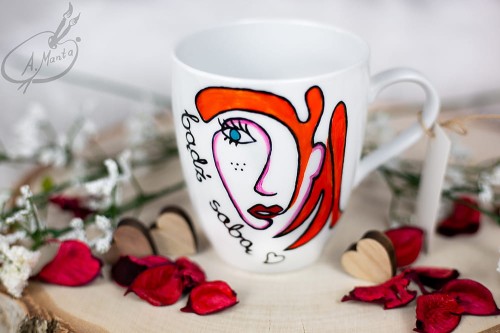 Wyjątkowy, ręcznie malowany kubek Kobieta bądź sobą.