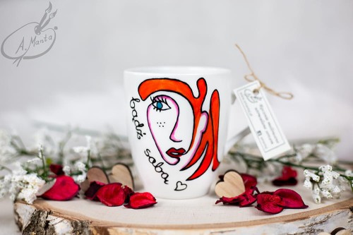 Wyjątkowy, ręcznie malowany kubek Kobieta bądź sobą.