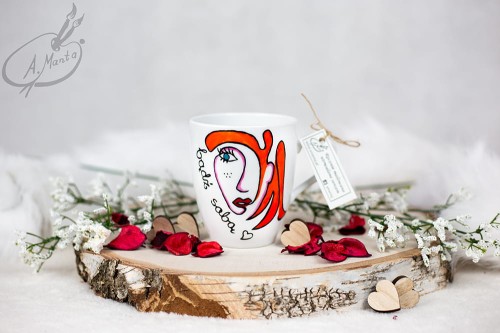 Wyjątkowy, ręcznie malowany kubek Kobieta bądź sobą.