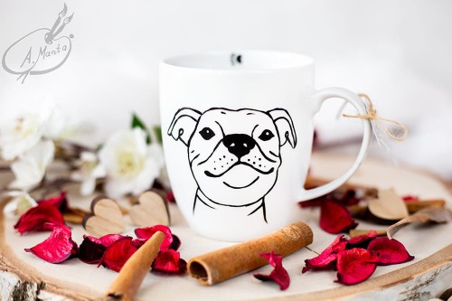 Wyjątkowy, ręcznie malowany kubek Staffik.