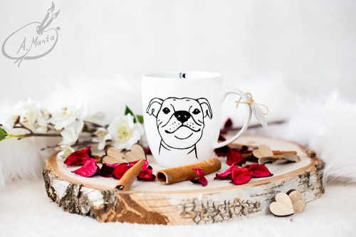 Wyjątkowy, ręcznie malowany kubek Staffik.