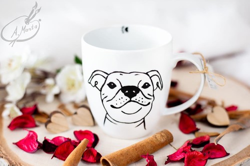 Wyjątkowy, ręcznie malowany kubek Staffik.