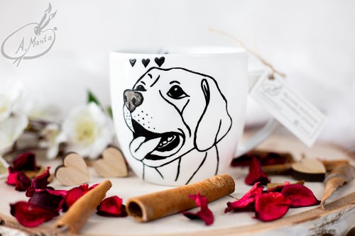 Wyjątkowy, ręcznie malowany kubek Labrador.
