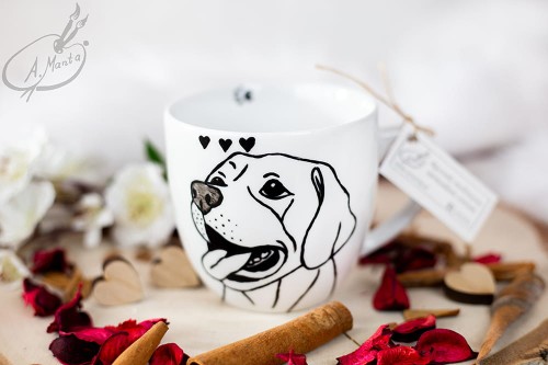 Wyjątkowy, ręcznie malowany kubek Labrador.