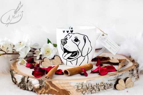 Wyjątkowy, ręcznie malowany kubek Labrador.