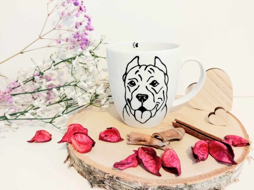 Wyjątkowy, ręcznie malowany kubek pies rasy Cane Corso.