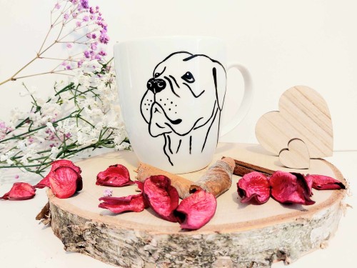 Wyjątkowy, ręcznie malowany kubek pies rasy Cane Corso.