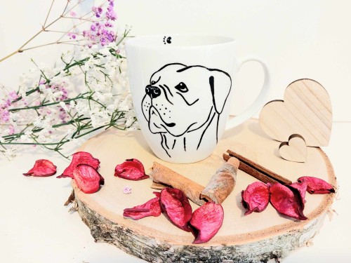 Wyjątkowy, ręcznie malowany kubek pies rasy Cane Corso.