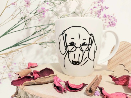 Wyjątkowy, ręcznie malowany kubek Jamnik.