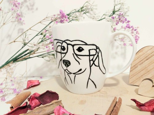 Wyjątkowy, ręcznie malowany kubek Jamnik.