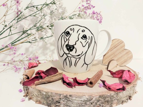 Wyjątkowy, ręcznie malowany kubek Jamnik.