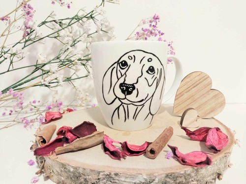 Wyjątkowy, ręcznie malowany kubek Jamnik.