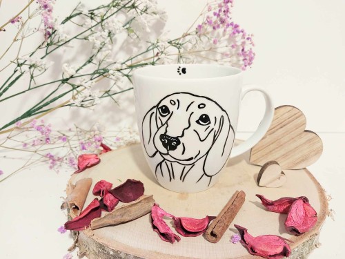 Wyjątkowy, ręcznie malowany kubek Jamnik.