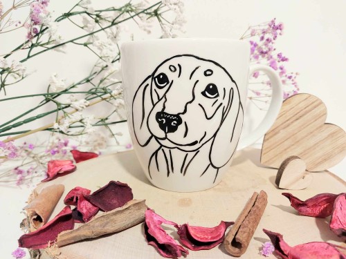 Wyjątkowy, ręcznie malowany kubek Jamnik.