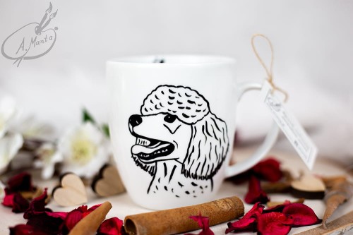 Kubek ręcznie malowany Pies Pudel 