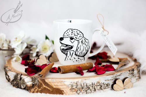 Wyjątkowy, ręcznie malowany kubek Pudel