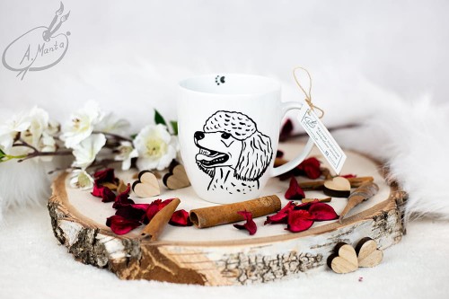 Wyjątkowy, ręcznie malowany kubek Pudel