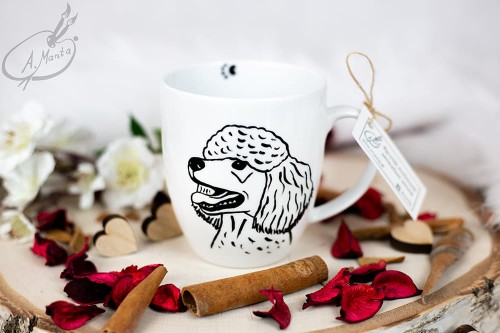 Wyjątkowy, ręcznie malowany kubek Pudel