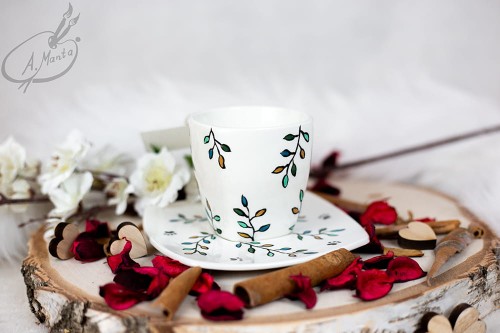 Wyjątkowa, ręcznie malowana filiżanka Sfinks.