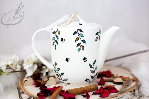 Wyjątkowy dzbanek do kawy ręcznie malowany z kotem rasy Sfinks.