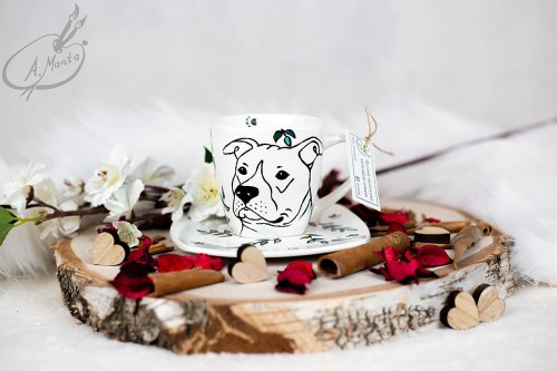 Wyjątkowa, ręcznie malowana filiżanka Amstaff