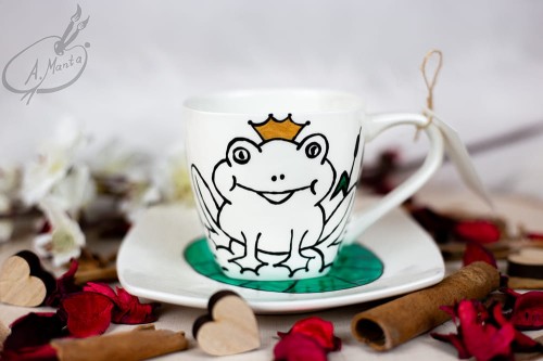 Wyjątkowa, ręcznie malowana filiżanka Żaba.
