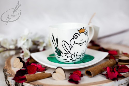 Wyjątkowa, ręcznie malowana filiżanka Żaba.