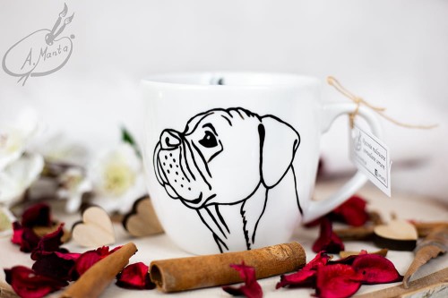 Unikatowy kubek ręcznie malowany Bokser  