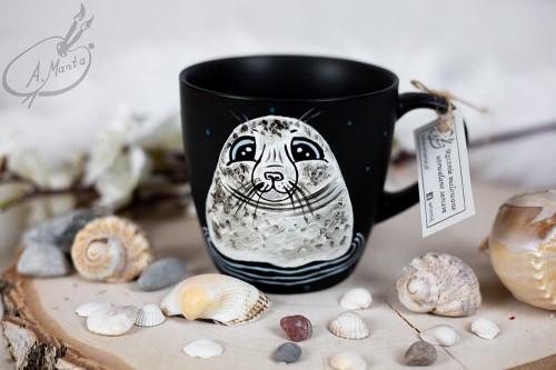 Wyjątkowy, ręcznie malowany kubek Foczka.