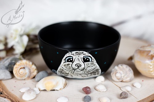 Wyjątkowa, ręcznie malowana miseczka Foczka