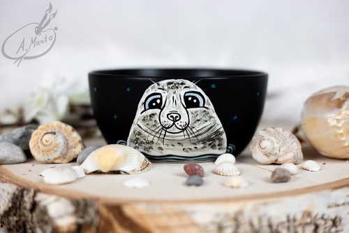 Wyjątkowa, ręcznie malowana miseczka Foczka
