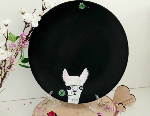 Talerz obiadowy ręcznie malowany Alpaka 