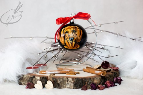 Wyjątkowa bombka choinkowa ręcznie malowana z Jamnikiem