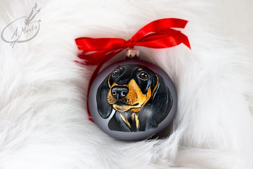 Wyjątkowa bombka choinkowa ręcznie malowana z Jamnikiem