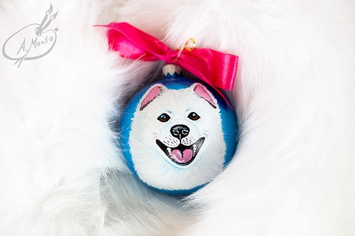 Wyjątkowa bombka choinkowa ręcznie malowana Samoyed