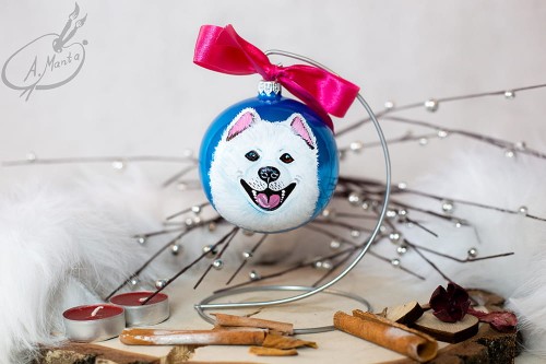 Wyjątkowa bombka choinkowa ręcznie malowana Samoyed