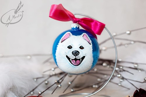 Wyjątkowa bombka choinkowa ręcznie malowana Samoyed