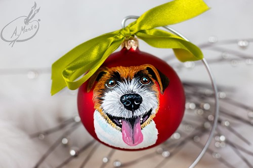 Wyjątkowa bombka choinkowa ręcznie malowana z Jack Russell Terrier